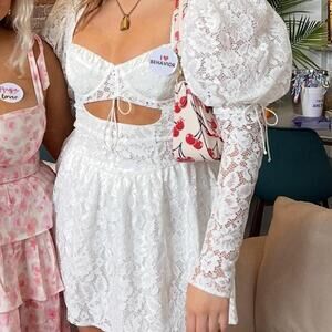 For Love and Lemons Large White lace mini dress minidress